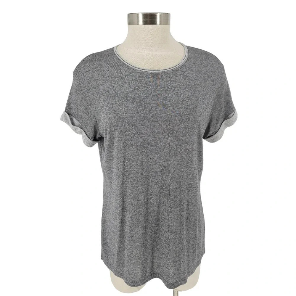 Vince Tee Shirt Gray Rolled Cuffed Short Sleeve Lightweight Top - Picture 1 of 4